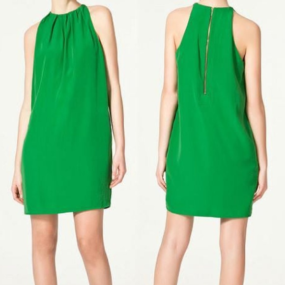 Zara Dresses & Skirts - Zara Basic Green Shift Trapeze Mini Dress Sz Med